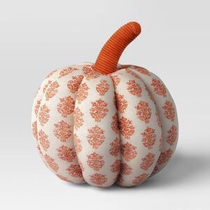 Block Print Shaped Pumpkin Throw Pillow